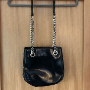 Patent Leather Silver Chain Strap Bag